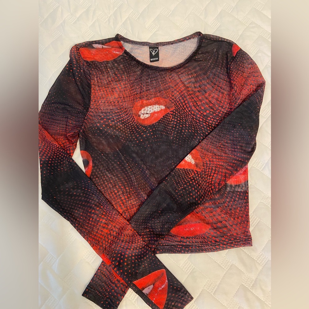 Long Sleeve Mesh Top